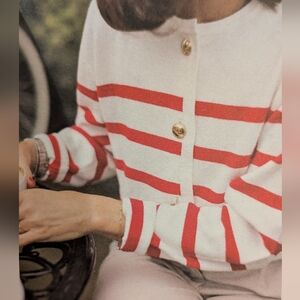 Jilly Box Spring 2026 Smash + Tess Rosalie Cardigan in Red and Cream XL/2XL